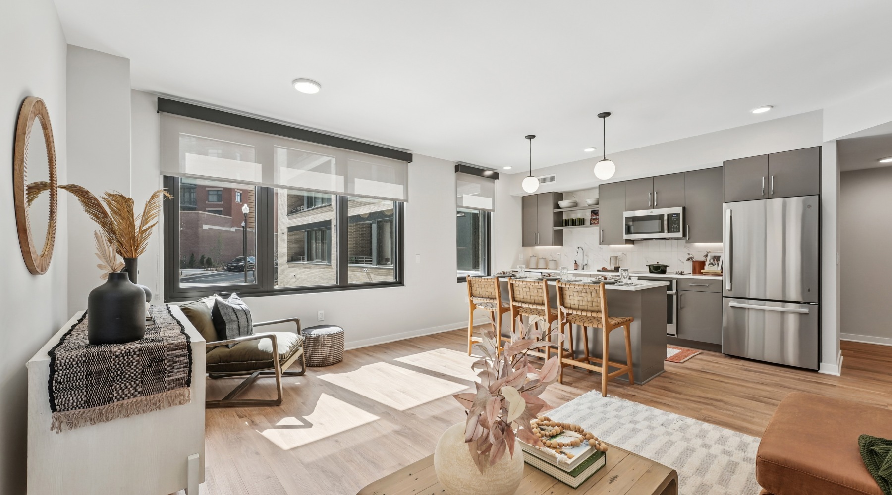 Live Beautifully open living concept of kitchen to living room